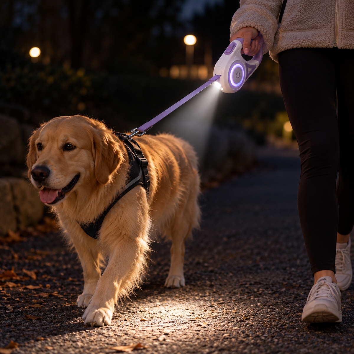Utdragsbart Hundkoppel med LED-belysning